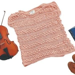 Hand Crafted Knit Bobble Stitch Coral short sleeve handmade Tee